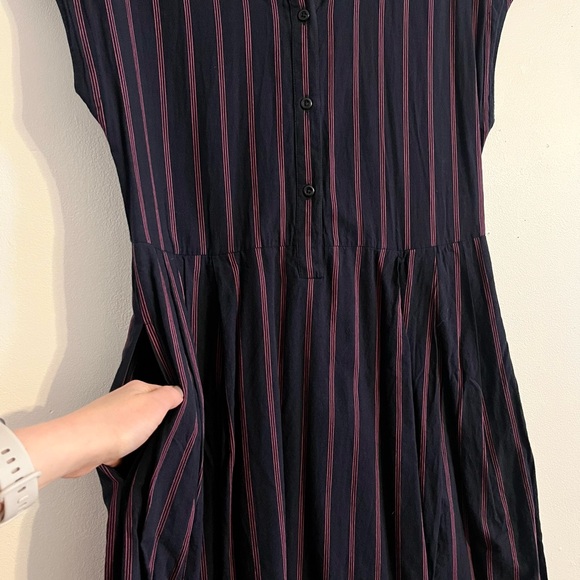 TOAST 100% Cotton Striped Midi Dress. - Picture 5 of 12